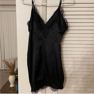 Black silk mini dress